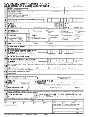 Application for a Social Security Card
