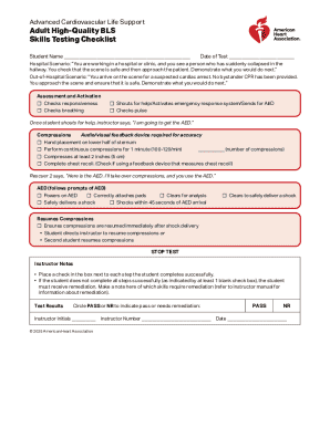 Advanced Cardiovascular Life Support Skills Testing Checklist