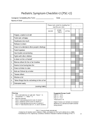 Pediatric Symptom Checklist-17
