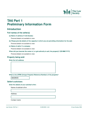 TA6 Part 1 Property Information Form