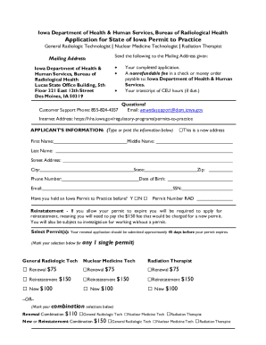 Iowa Radiologic Technologist Permit Application