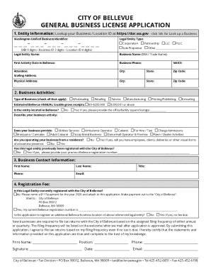 City of Bellevue General Business License Application