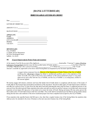 Irrevocable Letter of Credit for Public Works