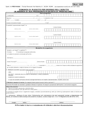 Italian Pension Fund Beneficiary Claim Form