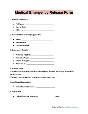 Medical Emergency Release Form