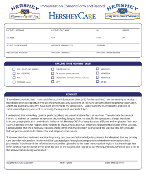 Immunization Consent Form and Record