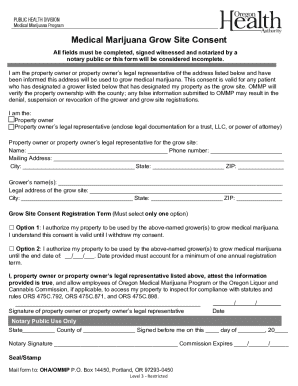 Medical Marijuana Grow Site Consent