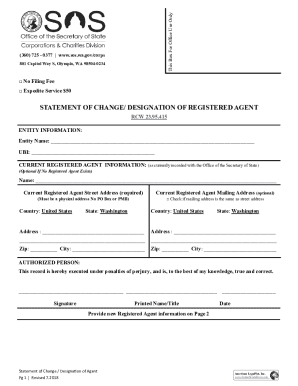 Washington Registered Agent Change Form