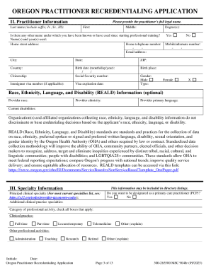 Oregon Practitioner Recredentialing Application