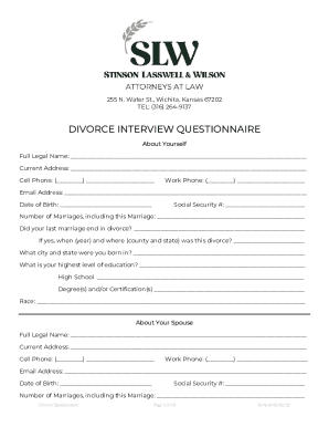 Divorce Interview Questionnaire