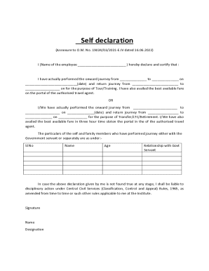 Employee Travel Declaration Form