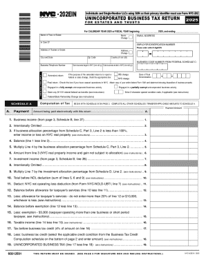 NYC-202-EIN Unincorporated Business Tax Return
