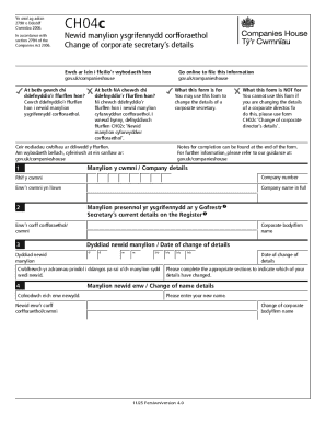UK Corporate Secretary Details Change Form