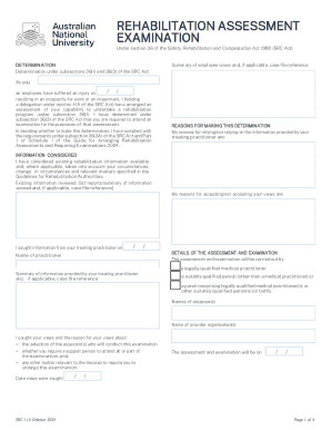 Rehabilitation Assessment Examination Determination