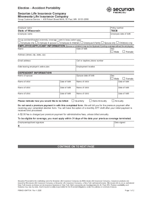Wisconsin Group Accident Portability Election Form