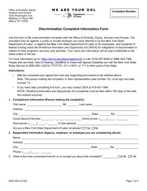 New York Discrimination Complaint Form