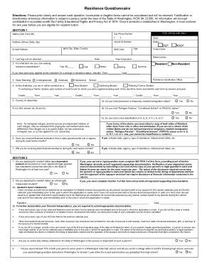 Washington Residency Reclassification Application