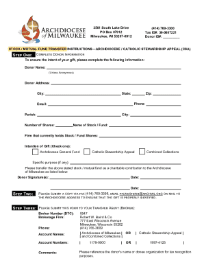 Stock Mutual Fund Transfer Instructions