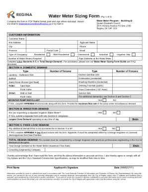Water Meter Sizing Form