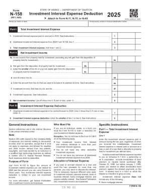 Hawaii Investment Interest Expense Deduction Form N-158