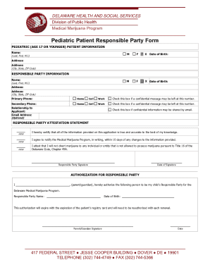 Delaware Pediatric Medical Marijuana Responsible Party Form