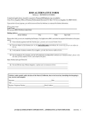 Los Angeles Business Tax Application Exemption Form