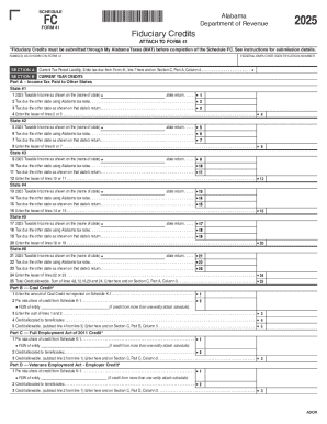 Alabama Fiduciary Credits Form 41 Schedule FC
