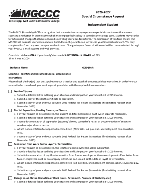 2026-2027 Income Reduction Request Form
