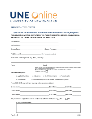 Student Access Center Application for Reasonable Accommodations