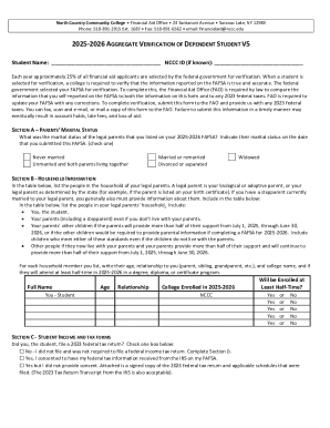 2025-2026 Aggregate Verification of Dependent Student