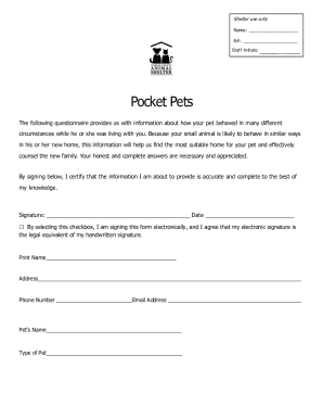 Pet Surrender Questionnaire
