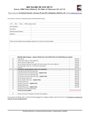 Richard III Society Membership Renewal Form