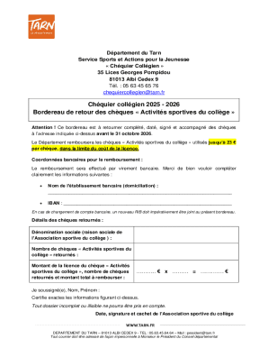 Chéquier Collégien 2025-2026 Return Form