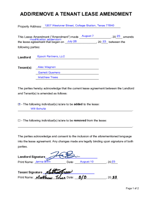 Texas Residential Lease Amendment