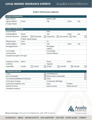 Builders Risk Renovation Application