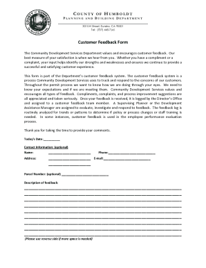 Humboldt County Customer Feedback Form
