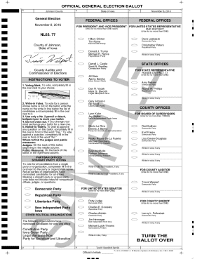 Iowa General Election Ballot