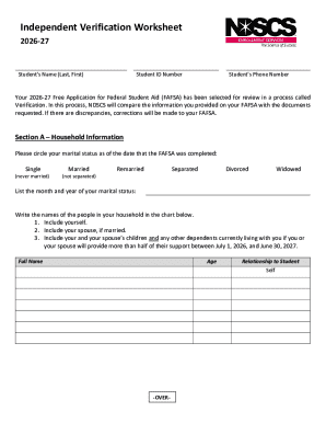 Independent Verification Worksheet