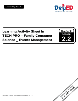 Learning Activity Sheet for Events Management