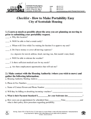 Section 8 Housing Choice Voucher Portability Checklist