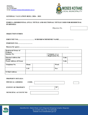 Residential Property Valuation Objection Form