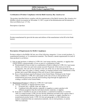 BABA Product Compliance Form