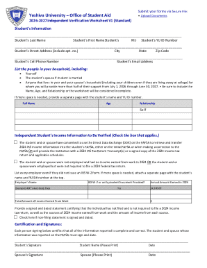 2026-2027 Independent Verification Worksheet