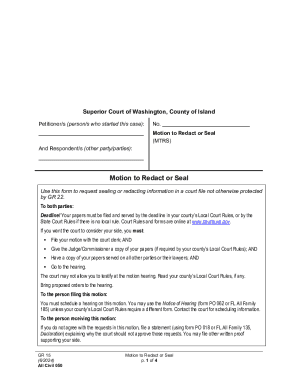 Washington Motion to Redact or Seal