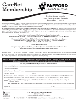 Pafford Ambulance Services CareNet Membership Form