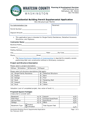 Residential Building Permit Supplemental Application
