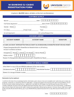 Univision Sacco M-Banking Registration Form