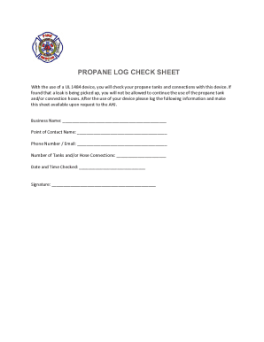 Propane Log Check Sheet