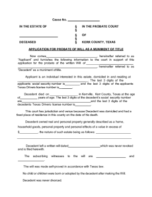 Texas Probate Will Application