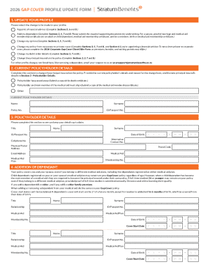 2026 Gap Cover Profile Update Form